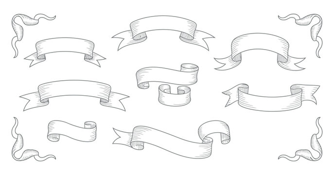 scroll banners in line art scrolls illustration