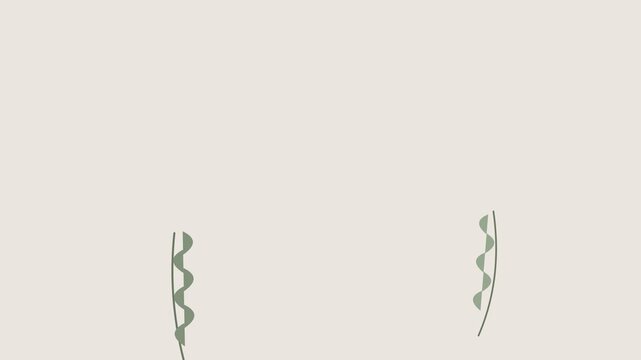Minimalist pair of simple green leaf illustrations on a soft cream background
