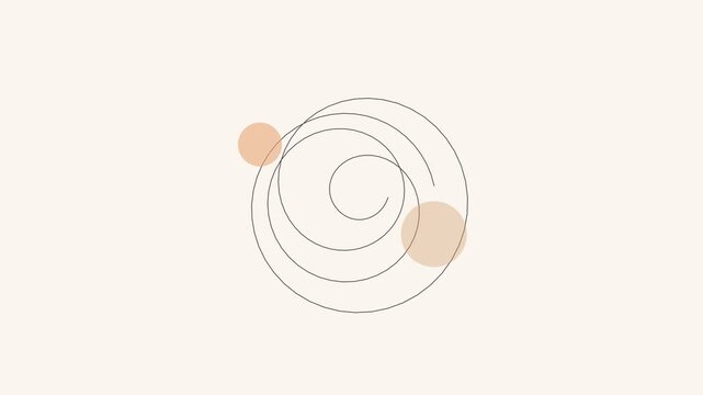 Minimalist graphic design featuring dashed concentric circular line patterns