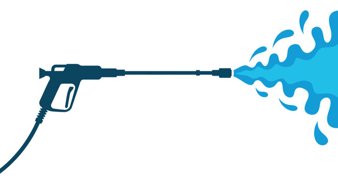 pressure washer spraying water vector illustration tool