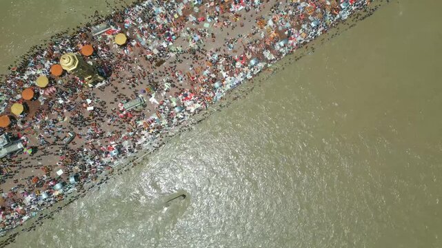 The majestic aerial view captures Haridwar's core: the sacred Har Ki Pauri ghat on the Ganges, the colossal Lord Shiva Statue, and the hilltop Mansa Devi Temple