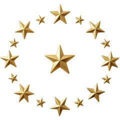 Obraz premium Golden Stars Arranged in Circle Transparent Background
