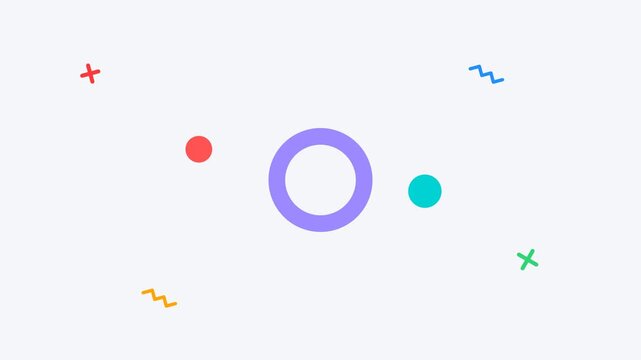 Minimalist graphic design with vibrant geometric shapes on white background
