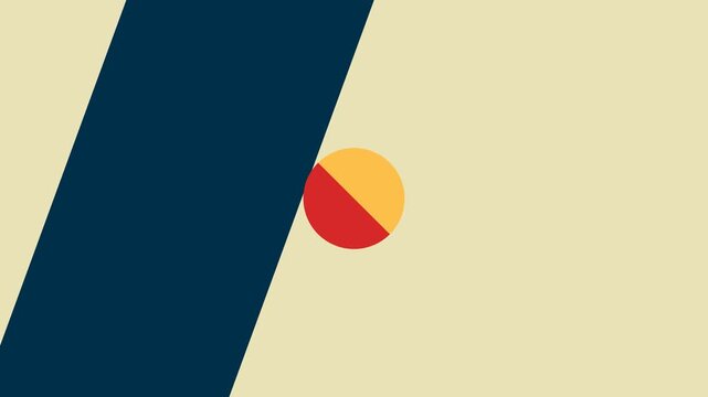 Minimalist graphic composition with a split circle on a diagonal background