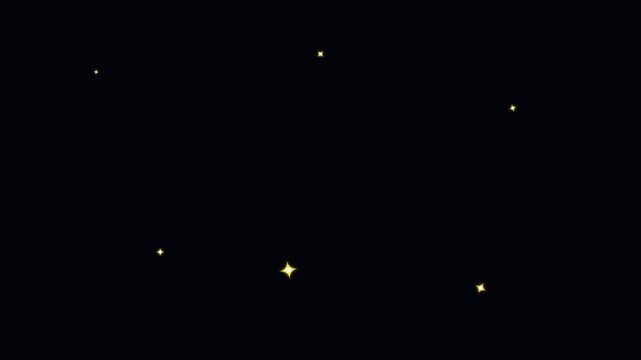 Minimalist night sky featuring a few glowing stars on a solid black background