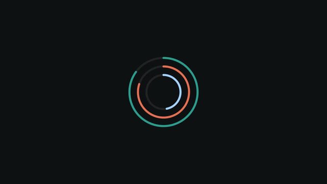 Minimalist circular loading animation with concentric rings on black background
