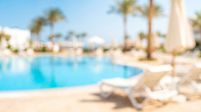 Soft Blurred Luxury Pool Area Background With Resort Atmosphere