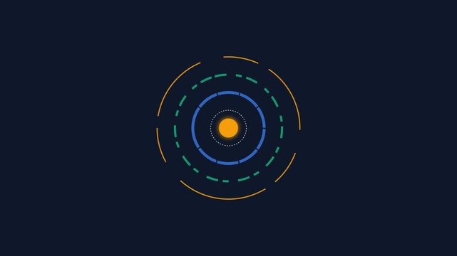 Minimalist digital circular loading icon with concentric colored rings