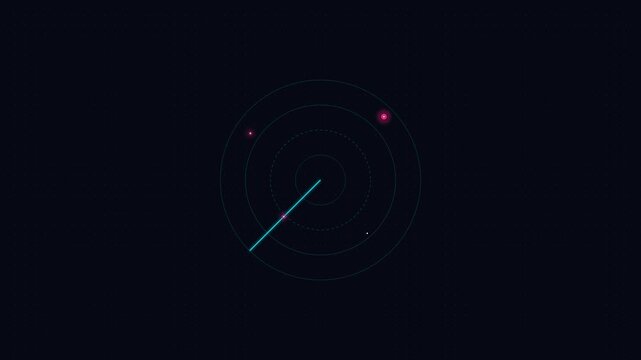 A digital radar screen display visualizing signal detection in dark space