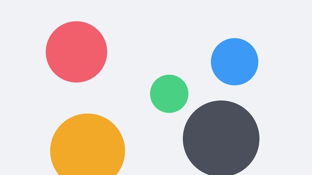 Five colorful circles arranged in a minimalist pattern on a white background