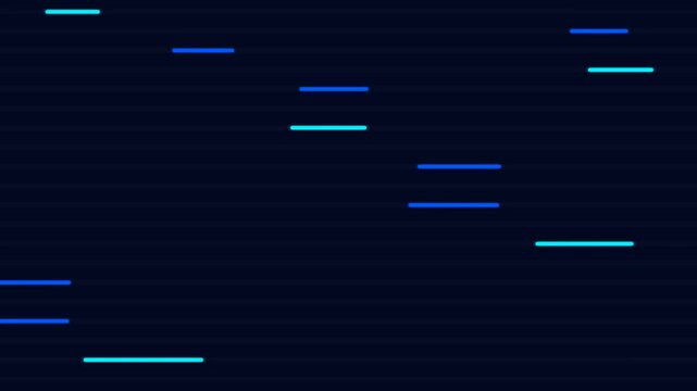 A sequence of glowing blue horizontal lines arranged in a diagonal pattern