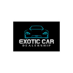 Obraz premium Exotic car and supercar dealership logo design featuring a conceptual sports vehicle icon silhouette on a black background. Vector illustration.