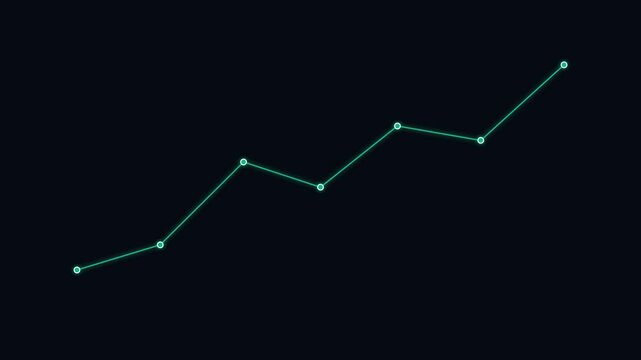 Minimalist green line graph representing a downward trend on black background