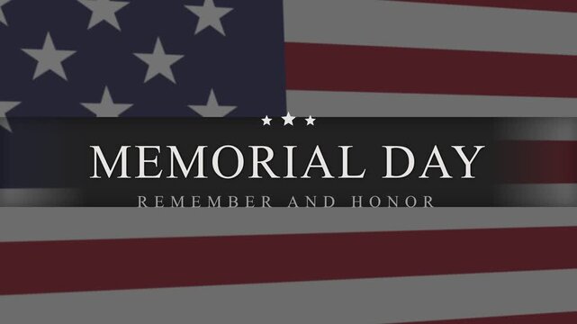 Patriotic American flag background with a banner signifying national remembrance and honor, celebrating liberty, unity, and the spirit of the 4th of July