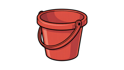 A simple red plastic beach bucket for children playing in the sand © MDHASEN