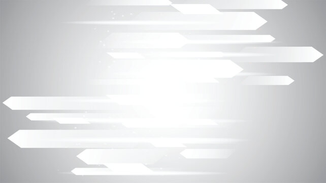 Abstract futuristic background with white geometric shapes and light streaks