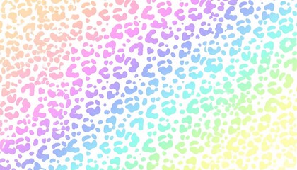 Fototapeta premium A vibrant and colorful leopard print pattern with a rainbow of pastel colors on a white background
