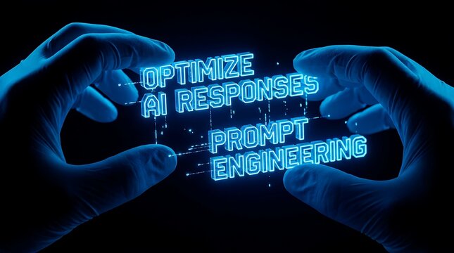 Hands Holding Transparent Screen with AI Prompt Engineering Text.