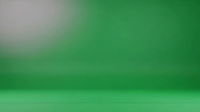 A smooth and empty studio background with a vibrant green color gradient