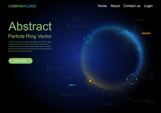 Futuristic point cloud vector illustration with colorful glowing particles and abstract circular composition. Ideal for cyber security, AI, data visualization, startup branding, web headers, and tech 