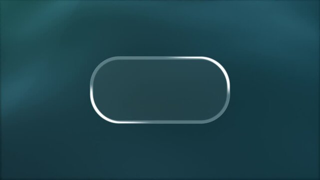 Minimal liquid glass button with soft white edge light on dark teal background, elegant abstract frame for modern interface, product display, business visuals, and tech design.