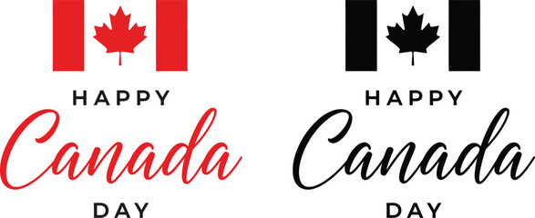 Canada day greeting cards with flag and maple leaf © TANIA