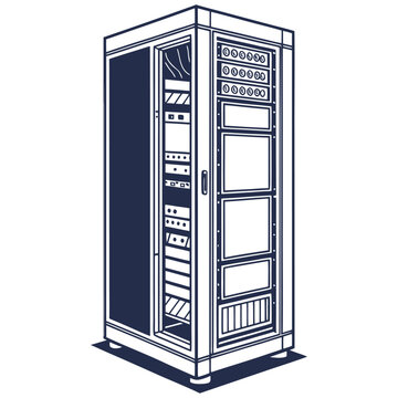 server cabinet with network cables and patch panel vector silhouette laser cutting engraving