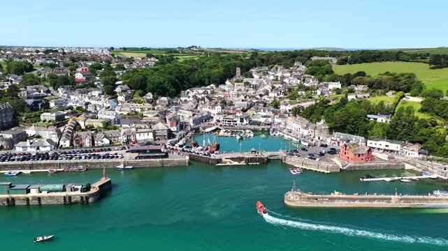 Padstow Harbour and Town Aerial 