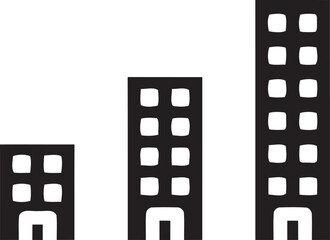 City buildings icon representing urban real estate growth commercial office skyscrapers flat vector silhouette © harry