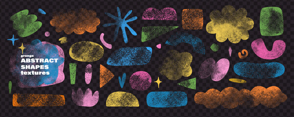 Obraz premium Set of scrapbook design elements. Noisy grainy texture backgrounds, speech bubbles, place for text. Cut out paper style. School notes. Quote box, frame. Piece of paper. Hand drawn cute style.