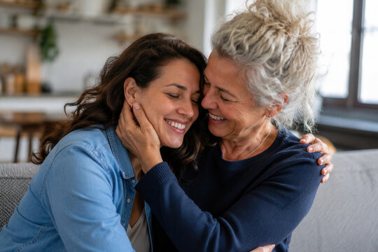 Warm embrace between two women