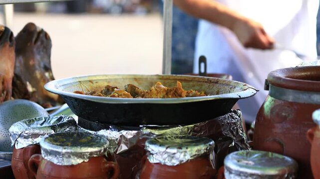 Closeup of the moroccan style beef stew in the Jemaa el-Fnaa