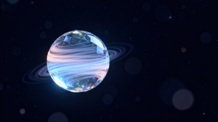 Obraz premium Crystallike planet with rings in space
