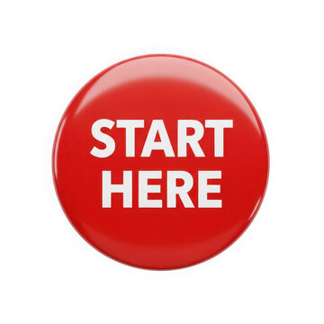 Red circular start button with white text