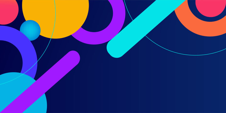 Abstract circle colorful banner background. Color gradient abstract background with dynamic wave line effect.