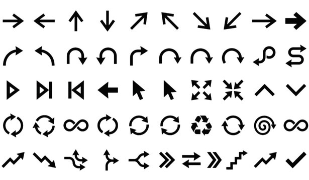Creative Geometric Arrow Collection Isolated Vector Design Set