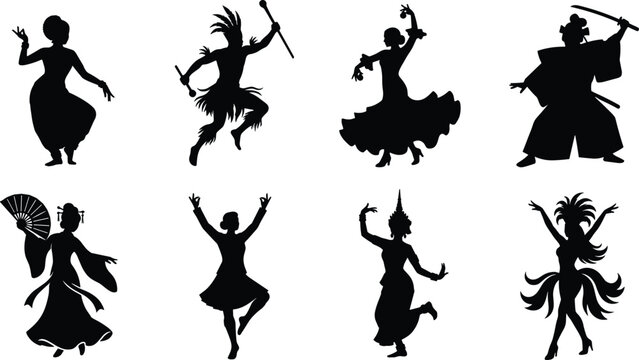 Yoga poses silhouette vector icon set featuring woman practicing meditation lotus downward dog warrior tree and bridge positions.eps, 