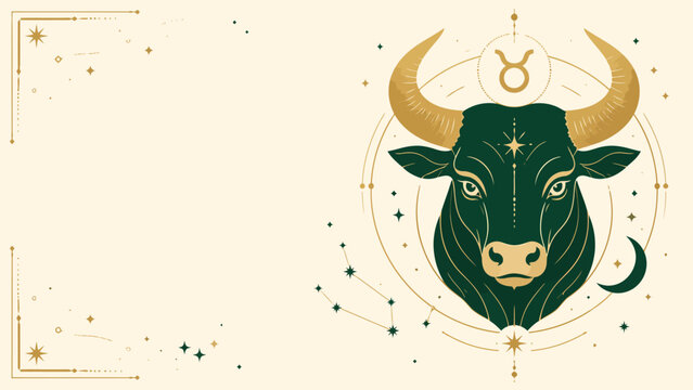 Taurus Zodiac Symbol and Illustration: A stylized illustration of the Taurus zodiac sign.