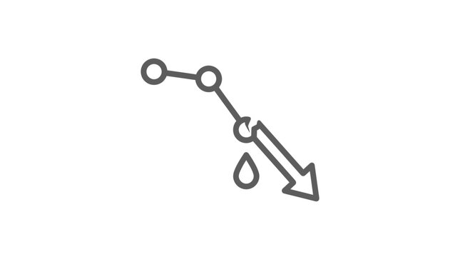 Falling Downward Trend Arrow Icon with Droplet