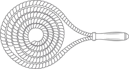Stylized of a coiled rope with a wooden handle, a simple © simplevector