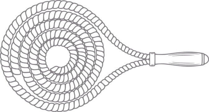 Stylized of a coiled rope with a wooden handle, a simple