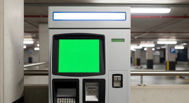 Parking meter machine with green screen.