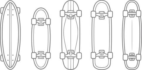 Collection of five different skateboard in outline © simplevector