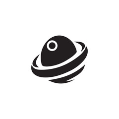 PrintOrbiting planet Saturn icon vector. Abstract cosmic planetary ring system, outer space exploration symbol, and astronomy research emblem. © MdShohidul