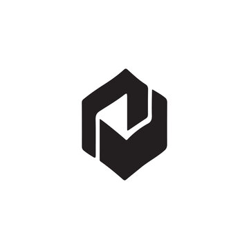 PrintAbstract hexagon letter N logo vector. Modern alphabet initial Z or S geometric monogram, tech typography icon.