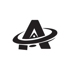 PrintFuturistic letter A orbit logo vector. Space exploration startup, cosmic planetary ring, and technology branding emblem. © MdShohidul