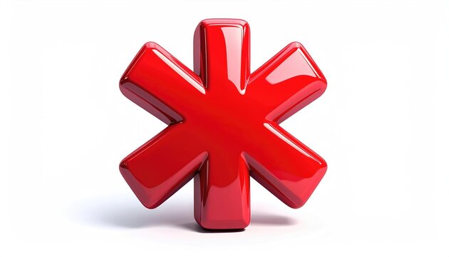 Glossy red six-pointed star symbol on white background