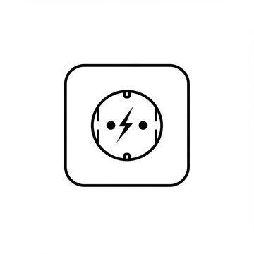 Clean, minimalist power outlet icon isolated on white. Vector illustration, 8k.
