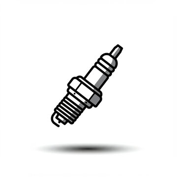 Minimalist Spark Plug Icon: Firing Combustion Energy in High Detail, 8K.