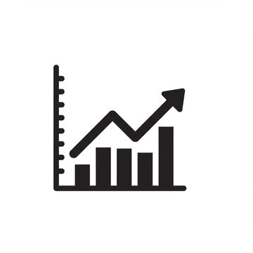 Minimalist Upward Graph Icon: Energy Efficiency Symbol on White, High Detail, 8K.